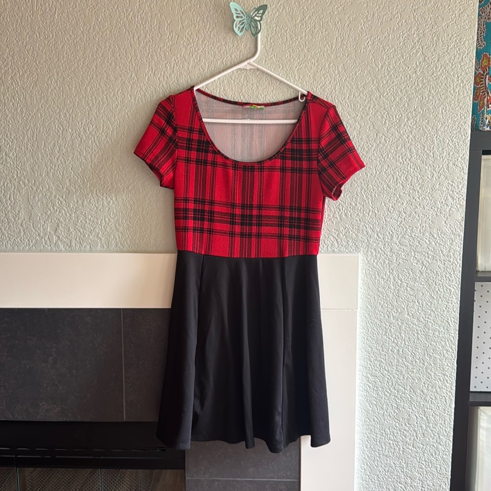 Black and red plaid dress